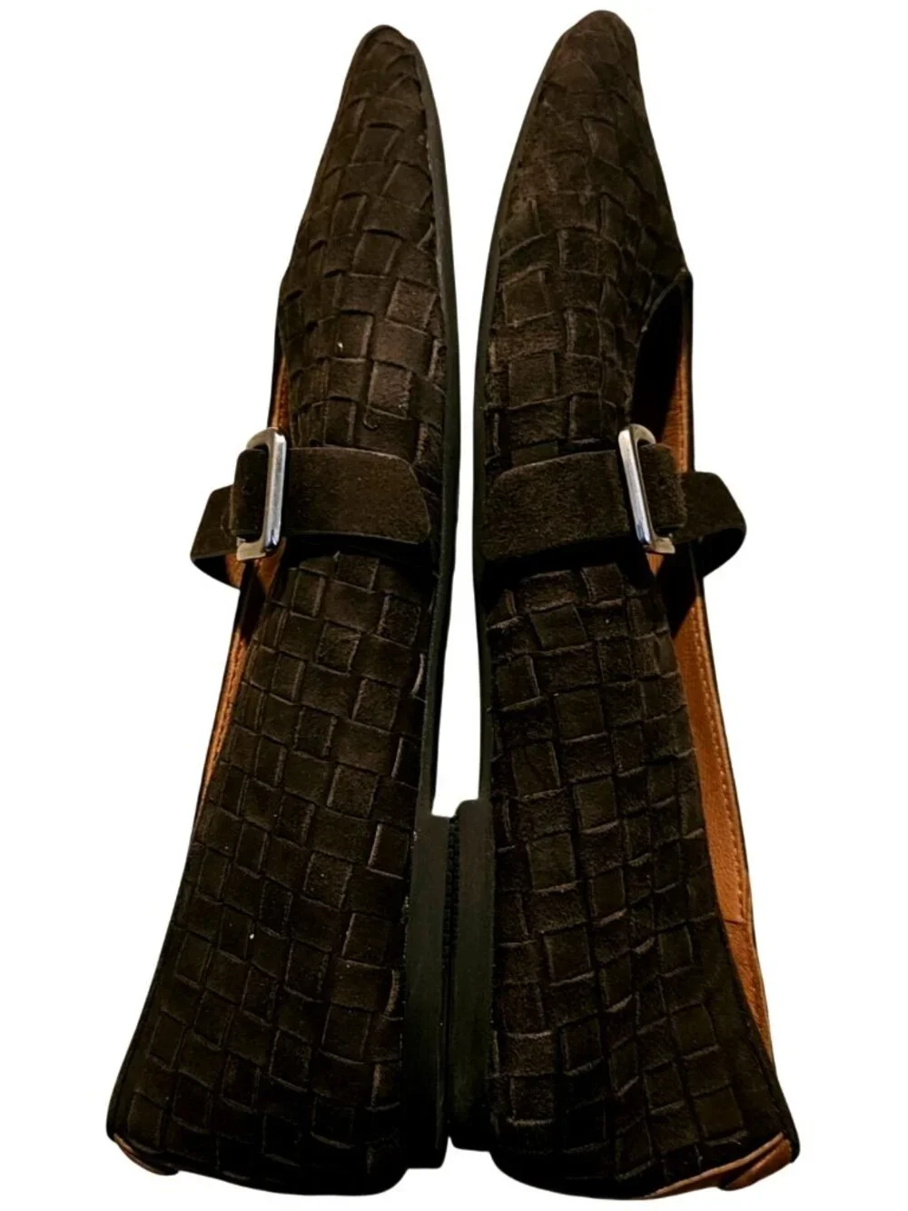 Gentle Souls By Kenneth Cole Mary Jane Flats In Brown Suede With Buckle Strap &